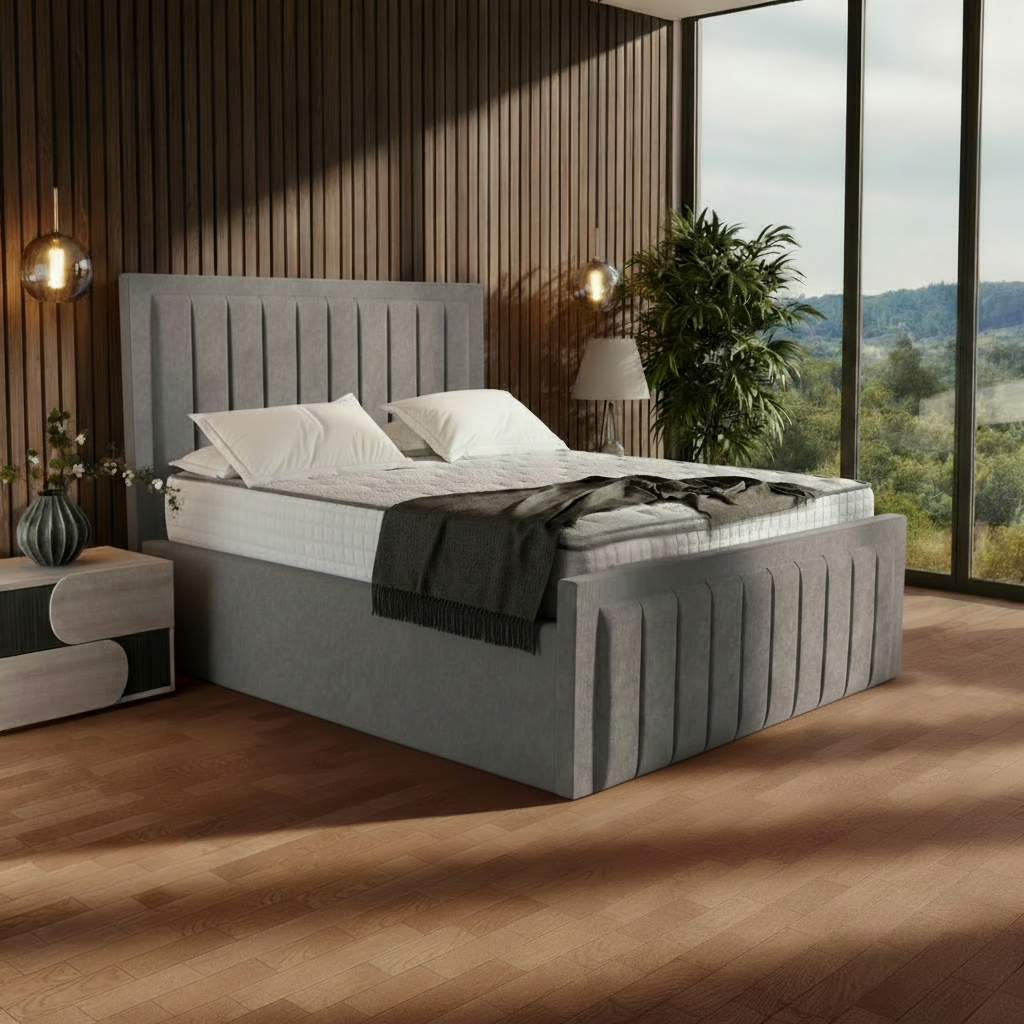 Edinburgh Upholstered Ottoman Bed - Slate Grey Naples